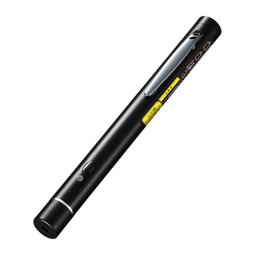 サッと取りだせるペン型タイプで、適度な重さの上質素材、真鍮製赤色光レーザーポインター(ブラック) LP-RD315BK サンワサプライ