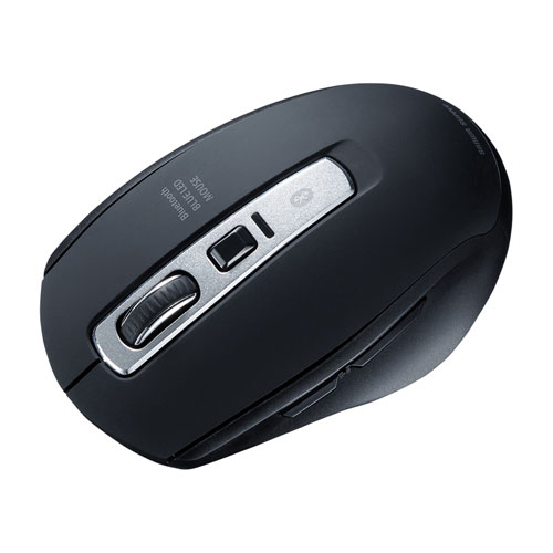マウス(Bluetooth・ワイヤレス・無線・静音・ブルーLED・5ボタン・高感度・ブラック・中型)