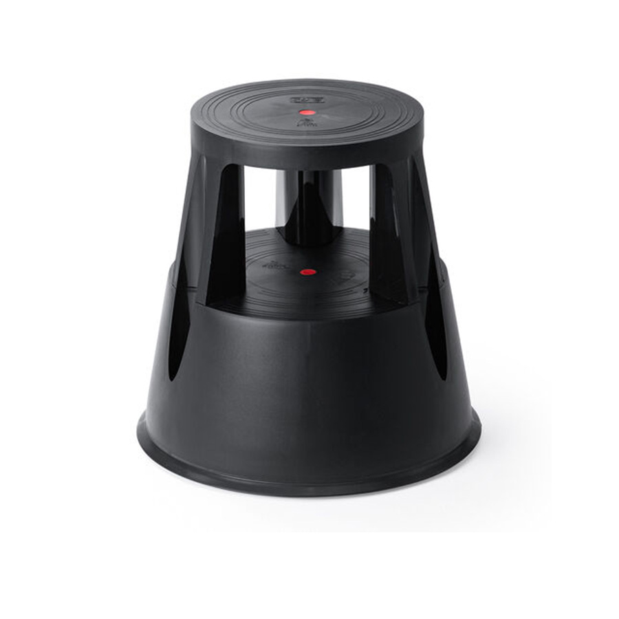 ステップスツール（踏み台・キャスター付き・ストッパー機能付き・高さ41.5cm・2段タイプ・スタッキング可能・耐荷重150kg・高耐久・ブラック）