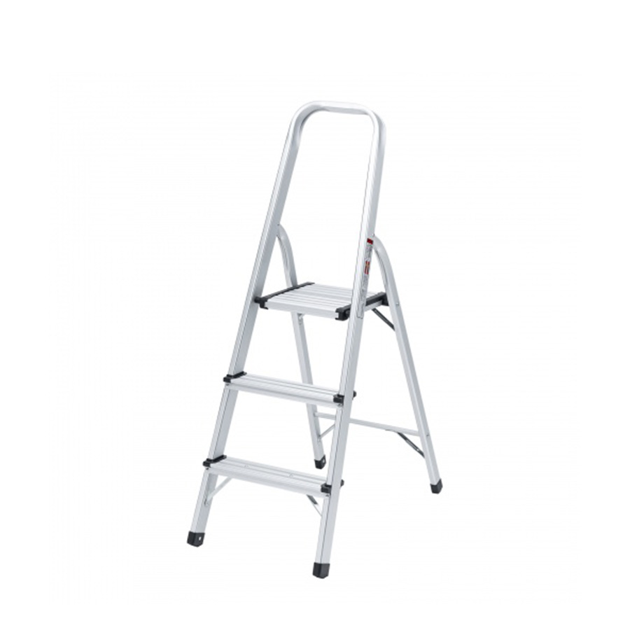 脚立（踏み台・アルミフレーム・折りたたみ・滑り止め付き・持ち手付き・手すり付き・3段・耐荷重150kg）