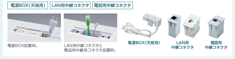 電源BOX（天板用）、LAN用中継コネクタ