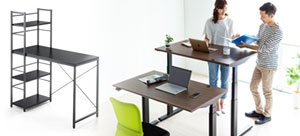 オフィス向けのワークデスクから家庭用の仕事机・パソコンデスクまで、高さや幅など各種タイプからおしゃれなデザインのデスクを豊富に取り揃えています。おすすめのオーソドックスな平机やローデスクの他、会議テーブルや特注オーダーも対応可。