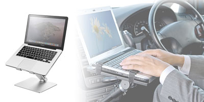 ノートPCの角度や高さを好みの位置に設定できる便利なスタンドです。車載用のノートPCテールやひざ上・ローテブルタイプなど、人気の商品が豊富です。