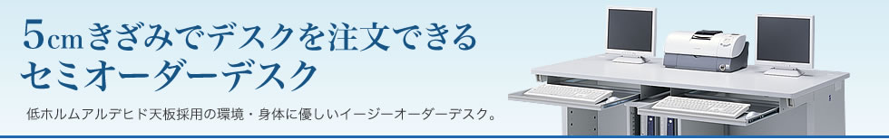 edesk　50mmきざみでデスクを注文可能。サイズとオプションが選べるセミオーダーデスク