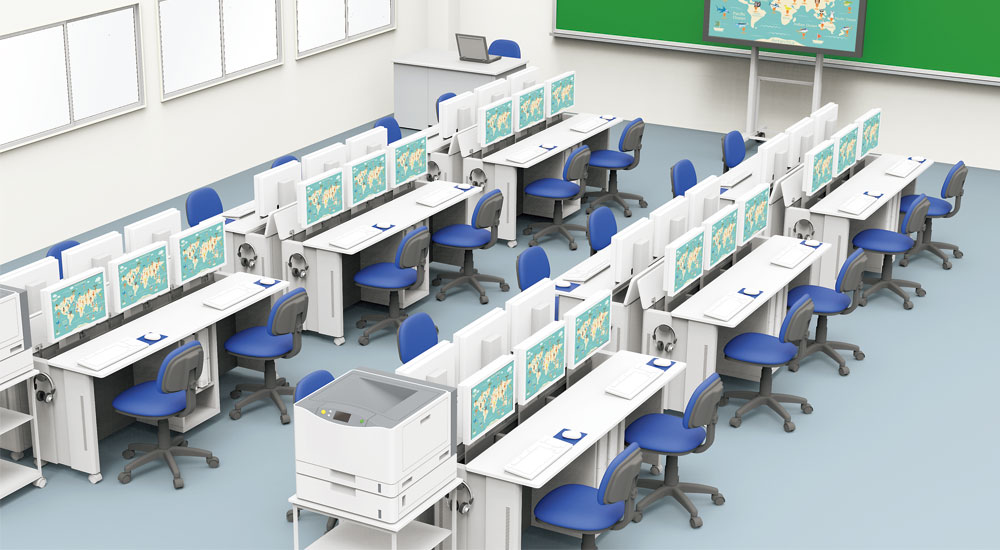 GIGAスクールにより変化する学校のパソコンルームイメージ