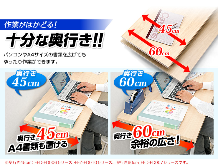 作業がはかどる十分な奥行き