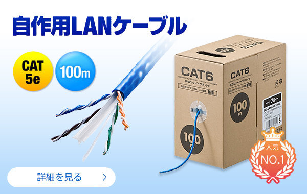 自作用LANケーブル CAT5e 100m 人気NO.1　詳細を見る