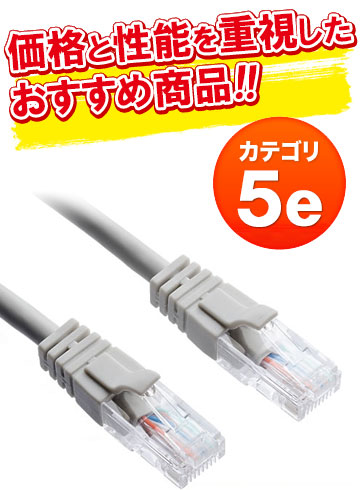 伝送速度1000Mbps（1Gbps）を実現したEthernet規格、エンハンスドカテゴリ5（1000BASE-T）に適合したケーブルです。