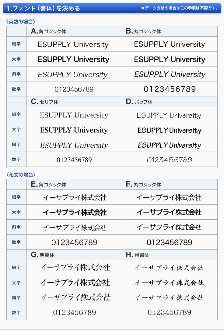 フォント書体を決める