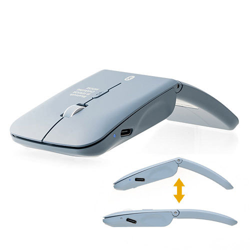 ワイヤレスマウス（無線・軽量・サイドボタン・シンプル・USB・名入れ・単三電池・コスパ・シルバー）