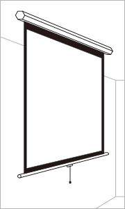 天井吊りタイプのプロジェクタースクリーン