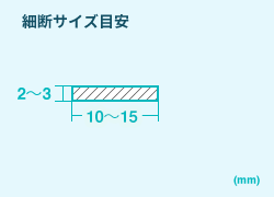 細断サイズ目安 2～3×10～15mm