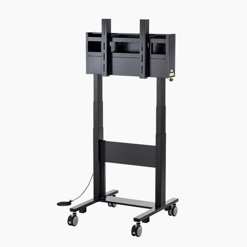 2m近くの高さまで画面位置を変更できる60型～84型までの大型テレビ/モニタ/ディスプレイ設置に最適な電動上下昇降テレビスタンド。
      