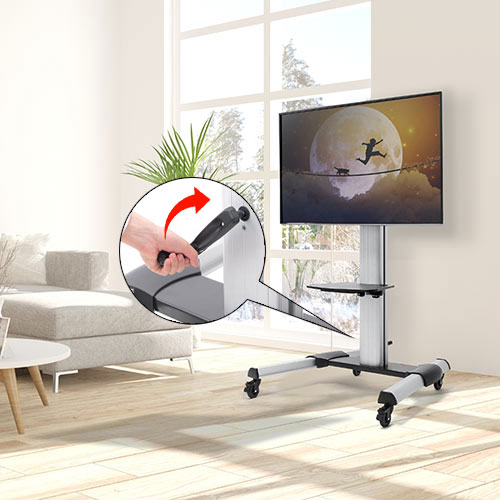 設置したままテレビを縦向きにも横向きにもできるテレビスタンド（キャスター・移動式・高さ調節・昇降式・オフィス・大型・回転・首振り・棚・ケーブル収納）EEX-TVS021