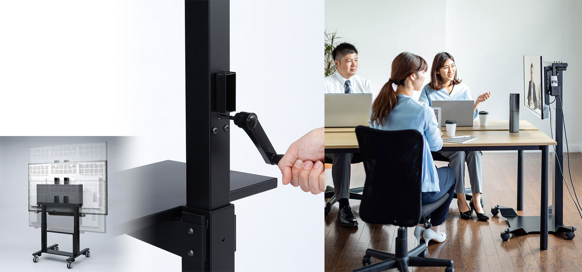 地震に強く安定性抜群のキャスター付きテレビスタンド