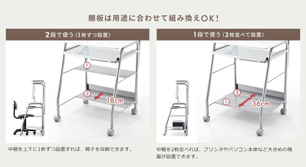 棚板は用途に合わせて組み換えOK