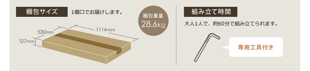 梱包サイズ 組み立て時間