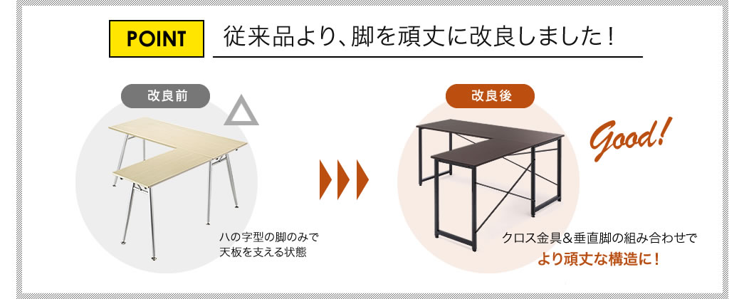 従来品より、脚を頑丈に改良しました