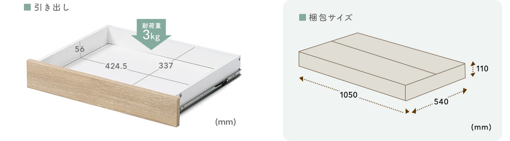 引き出し 梱包サイズ