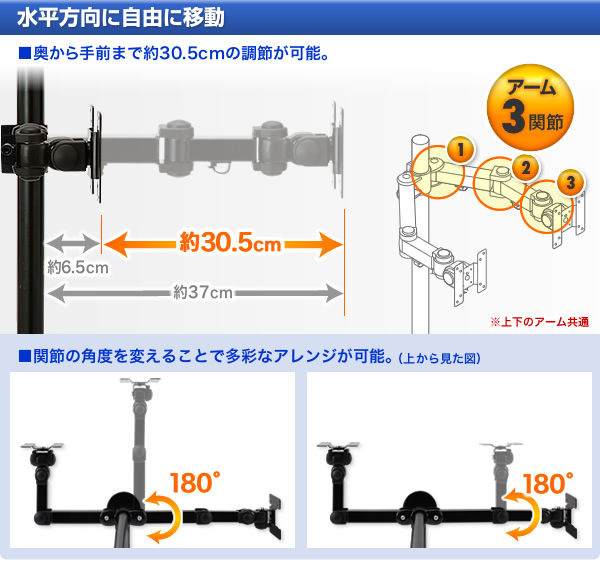 水平方向に自由に移動