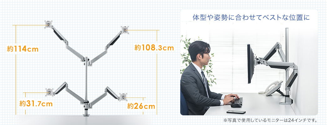 体型や姿勢に合わせてベストな位置に