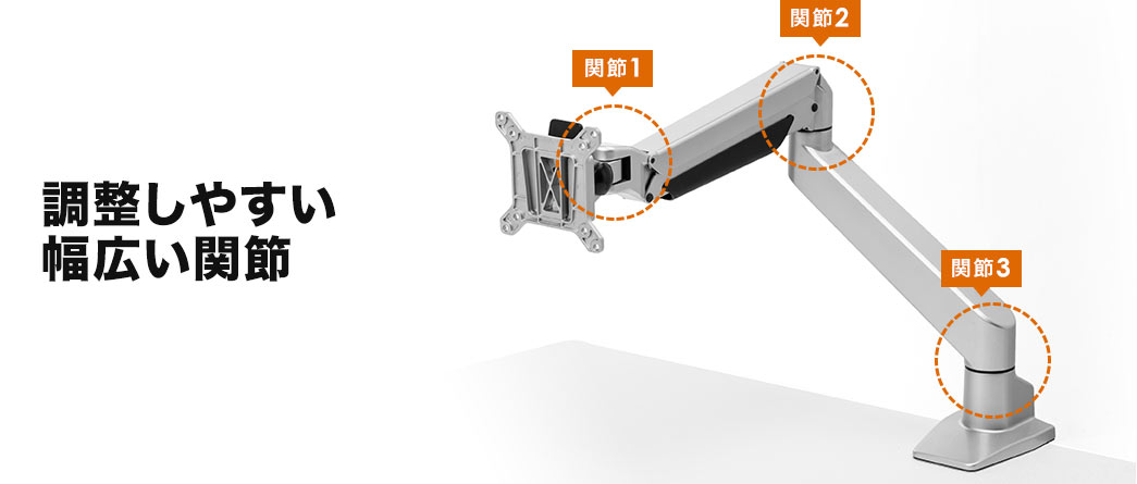 調整しやすい幅広い関節
