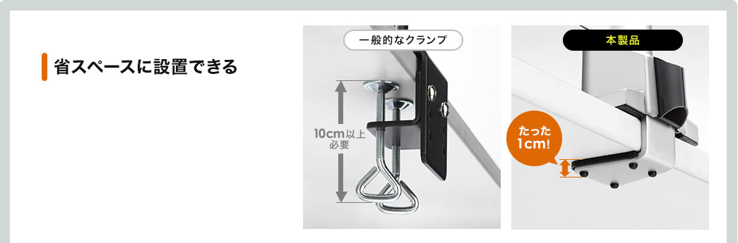 省スペースに設置できる