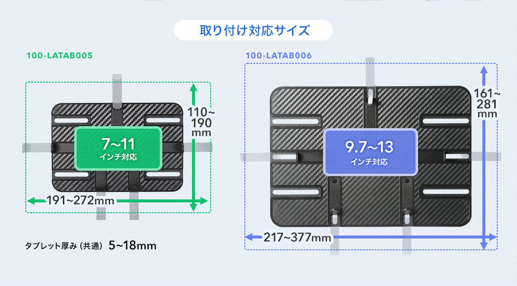 取り付け対応サイズ