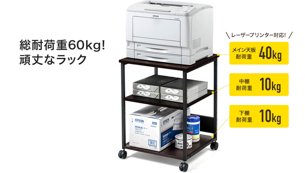 総耐荷重60kg 頑丈なラック