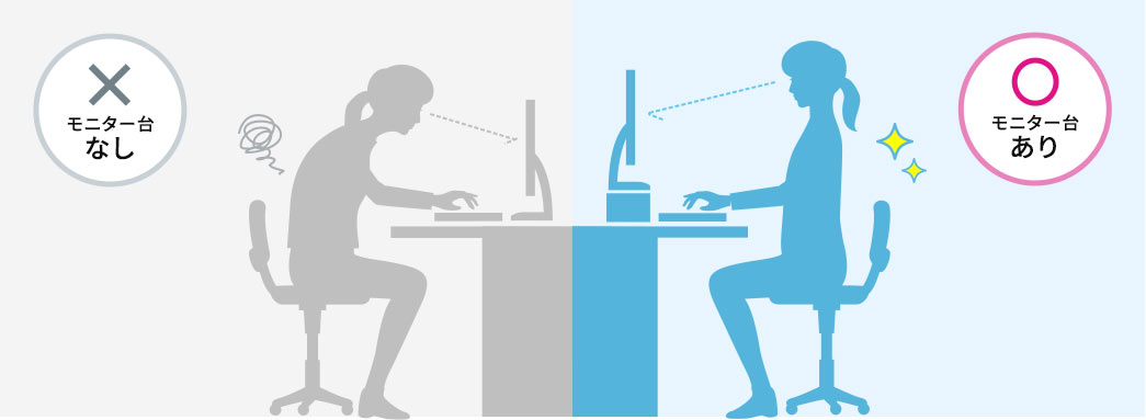 モニター台なし モニター台あり