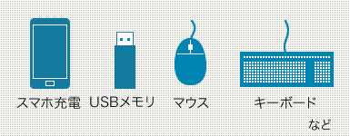 スマホ充電 USBメモリ マウス キーボードなど