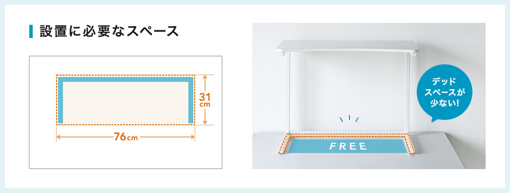 設置に必要なスペース デッドスペースが少ない