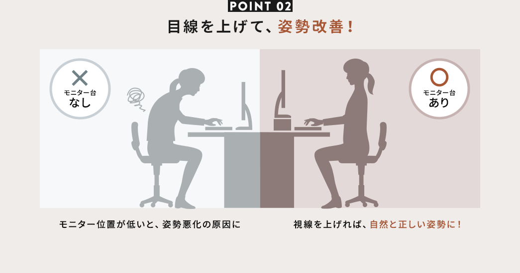 目線を上げて、姿勢改善