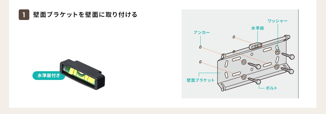 壁面ブラケットを壁面に取り付ける