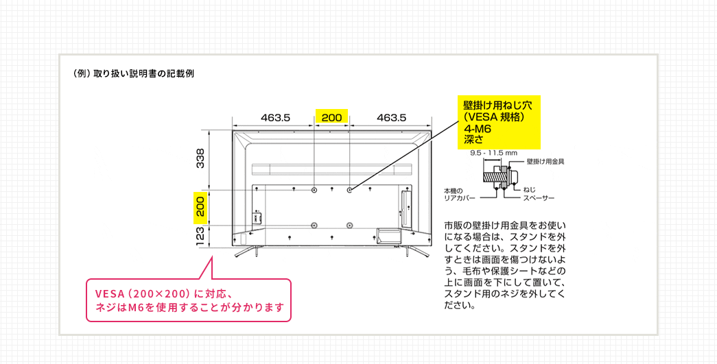 取扱説明書の記載例