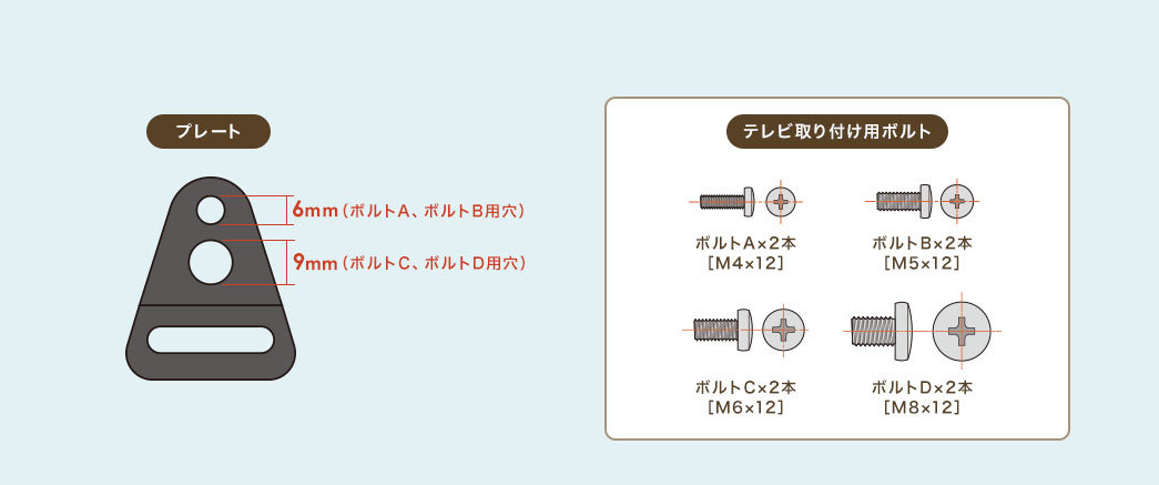 プレート テレビ取り付け用ボルト