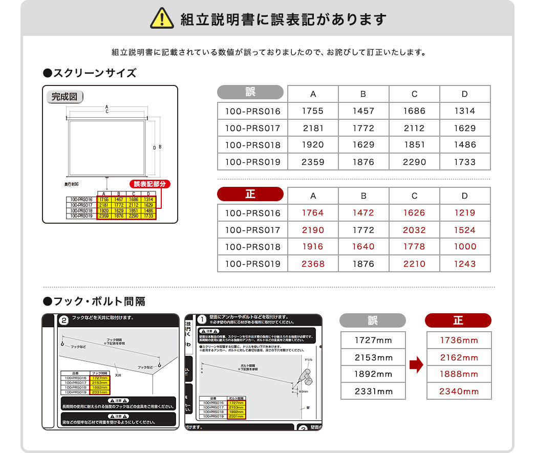 組立説明書に誤表記があります