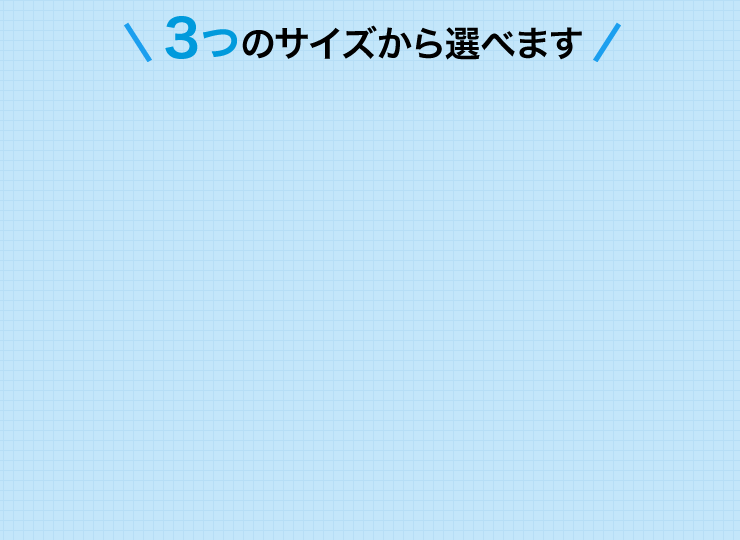 3つのサイズから選べます