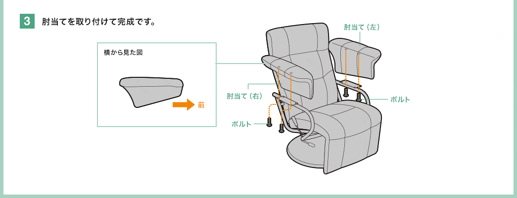 肘当てを取り付けて完成です