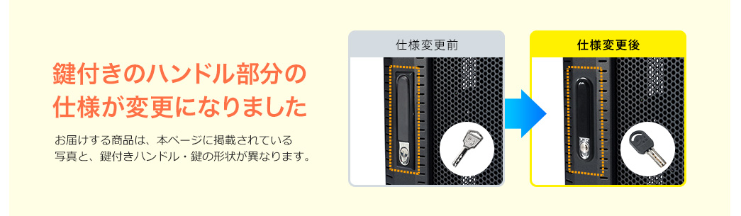 鍵付きのハンドル部分の仕様が変更になりました