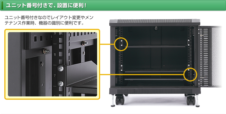 ユニット番号付きで、設置に便利