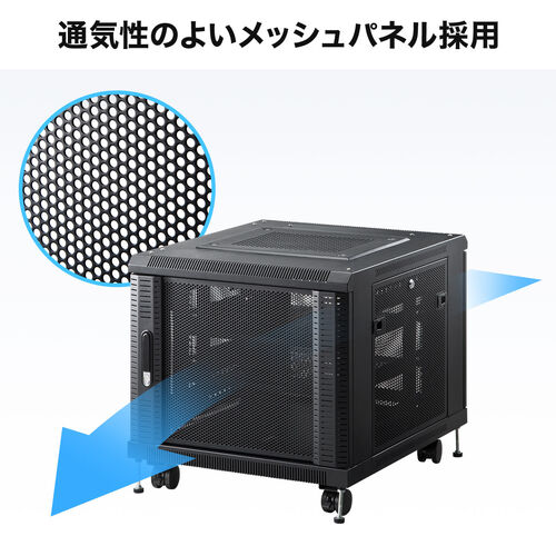 通気性のよいメッシュパネル