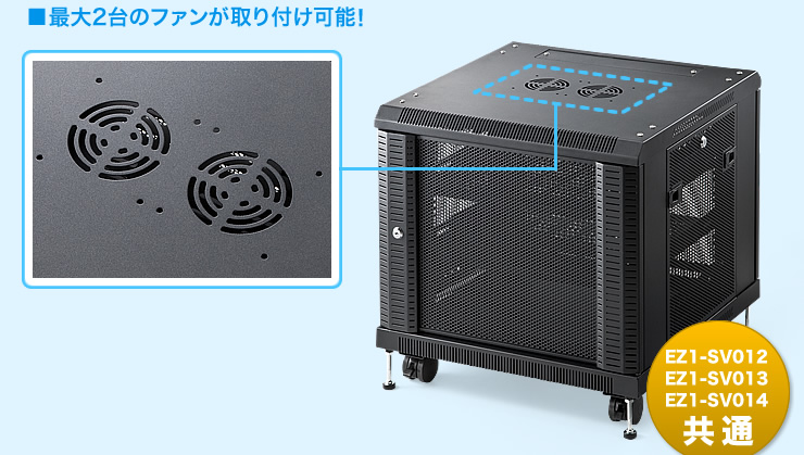 最大2台のファンが取り付け可能