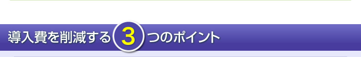 導入費を削減する 3つのポイント