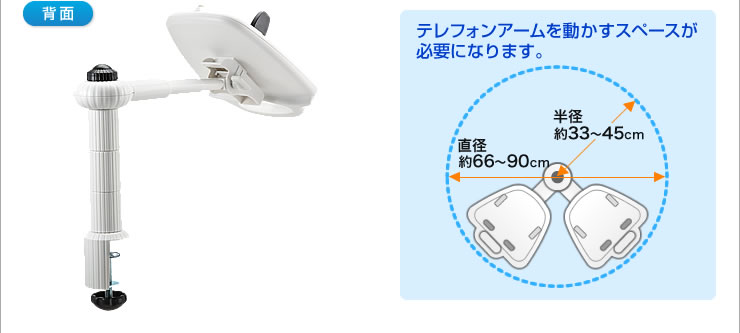 テレフォンアームを動かすスペースが必要になります