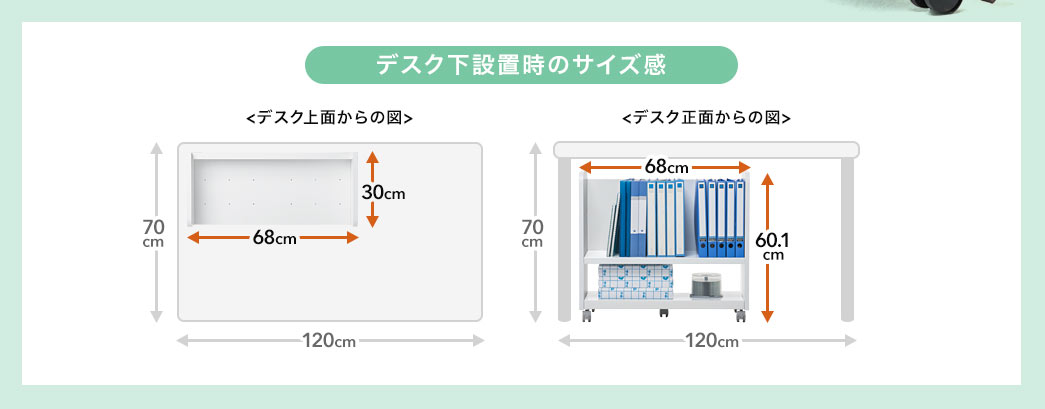 デスク下設置時のサイズ感