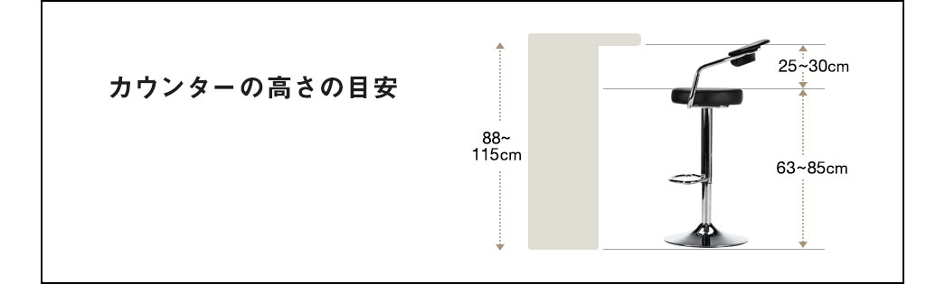 カウンターの高さの目安