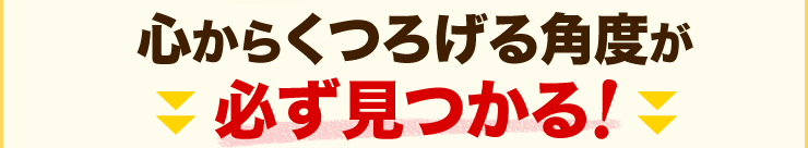 心からくつろげる角度が必ず見つかる