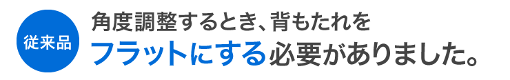 従来品　角度調整するとき、背もたれをフラットにする必要がありました