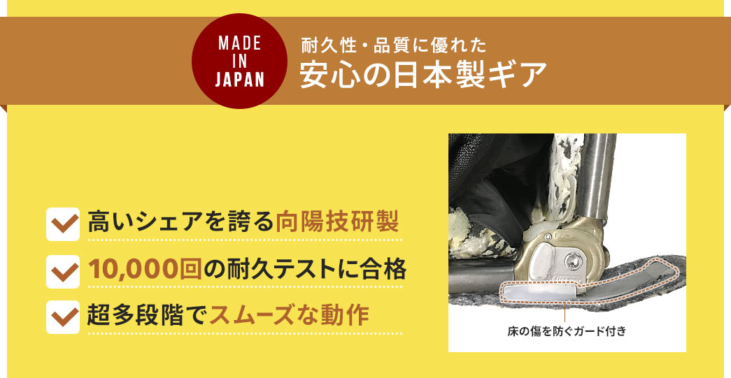 MADE IN JAPAN 耐久性・品質に優れた安心の日本製ギア